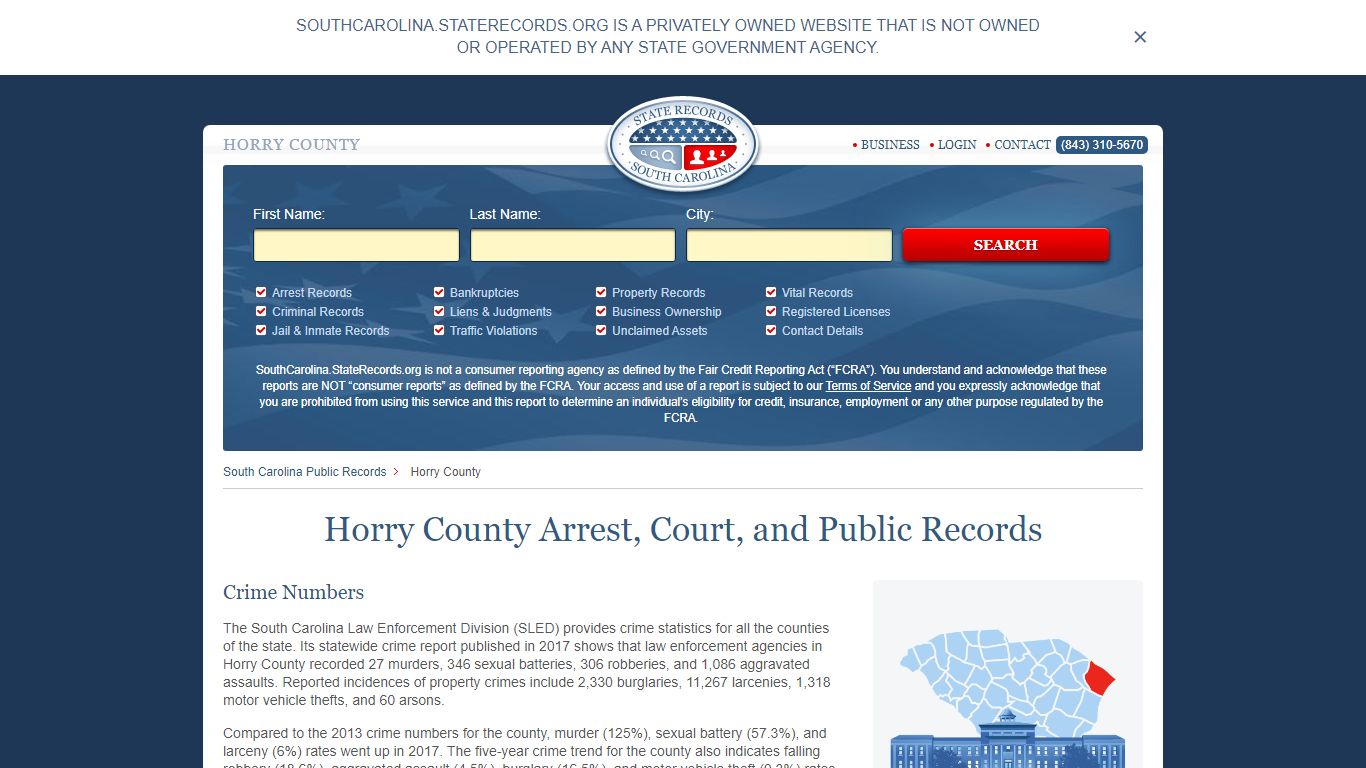 Horry County Arrest, Court, and Public Records